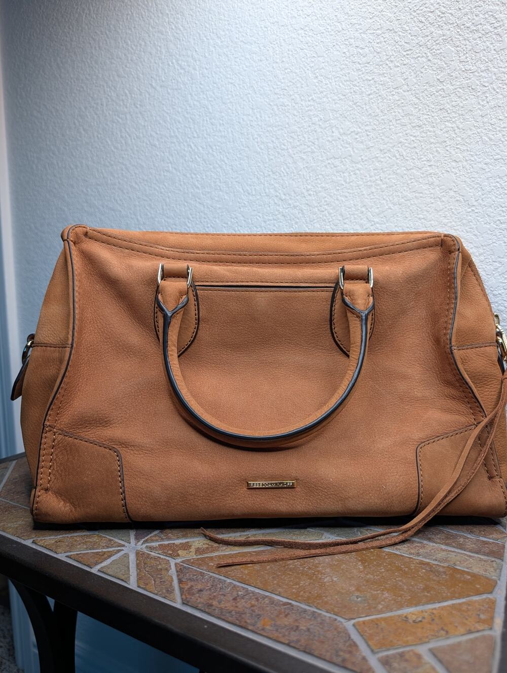 Rebecca Minkoff NWOT Camel Leather Studded Crossbody Soft Designer Chic Travel